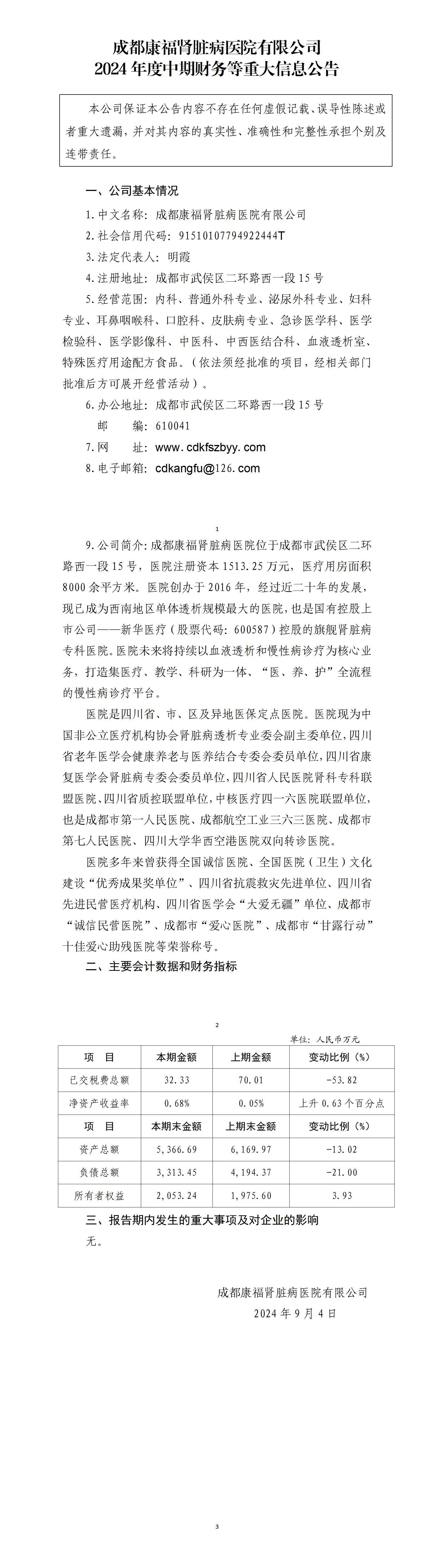 成都康福腎臟病醫院有限公司2024年中期財務等重大信息公告_01.jpg