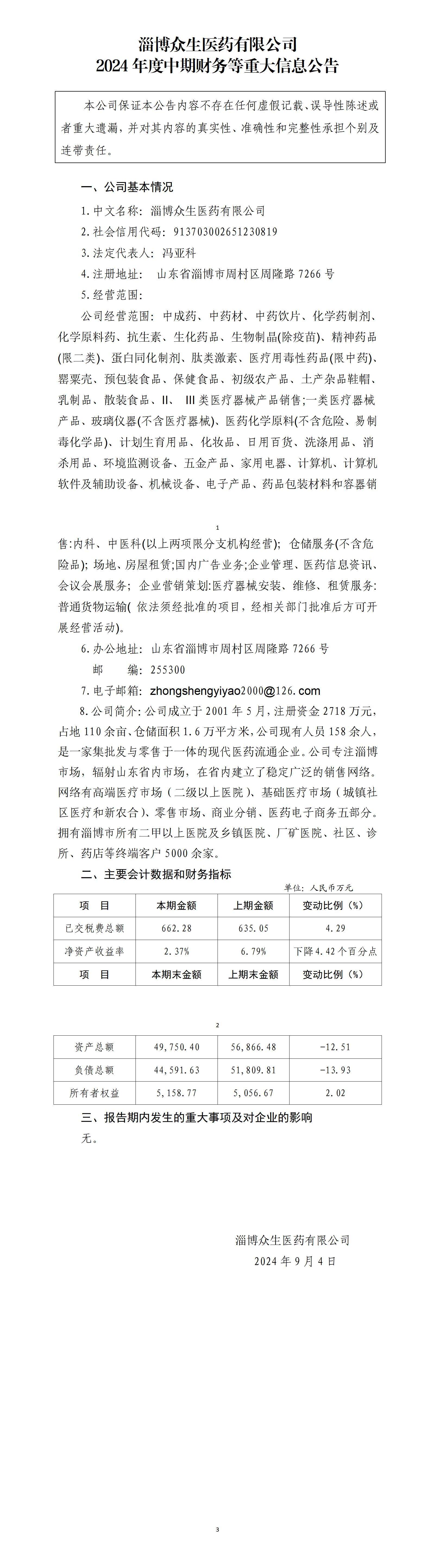 淄博眾生醫藥有限公司關于權屬企業發布2024年中期財務等重大信息公告_01.jpg